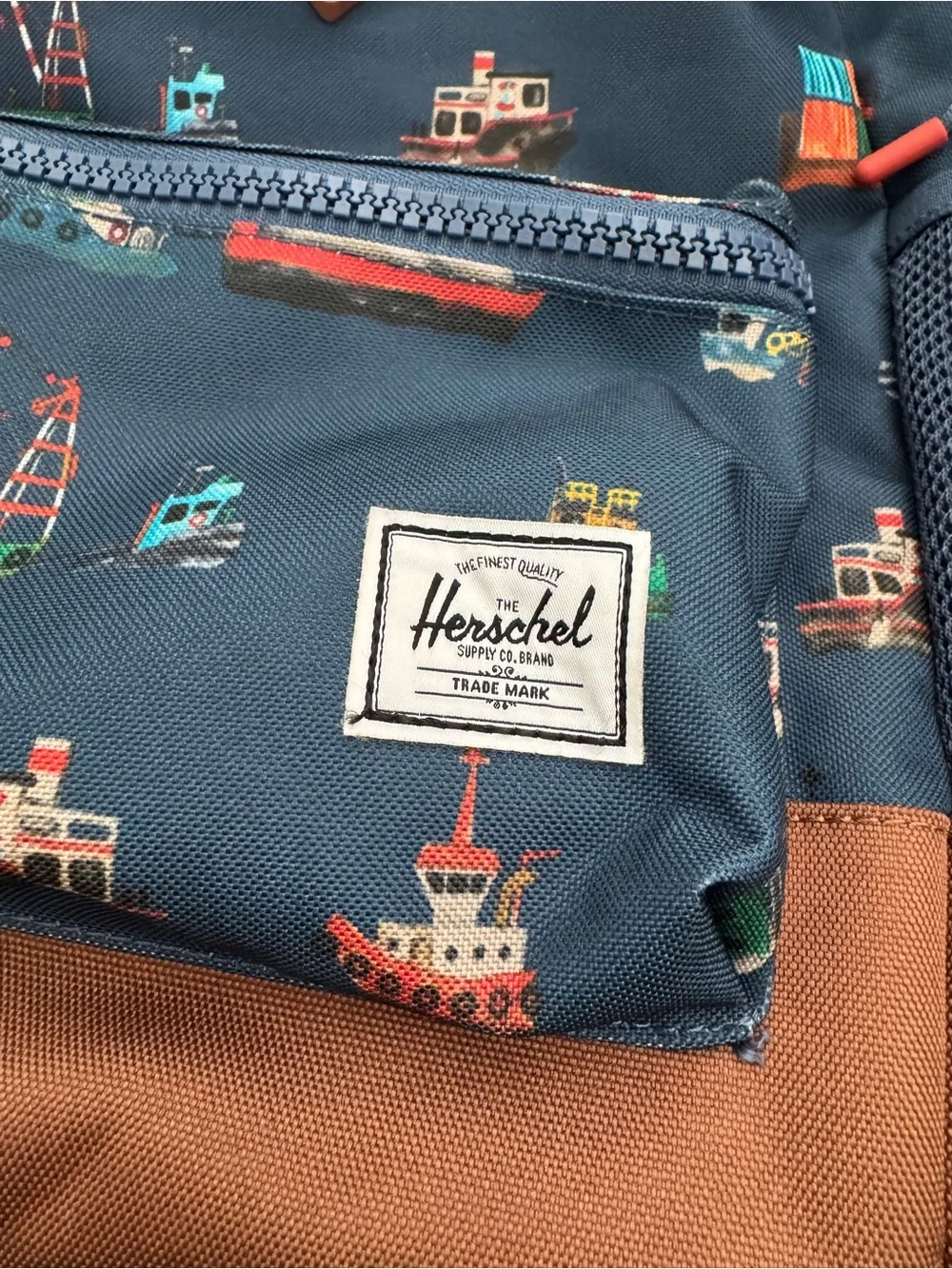 Herschel Supply Company Navy Kids Backpack with Colorful Boat Print